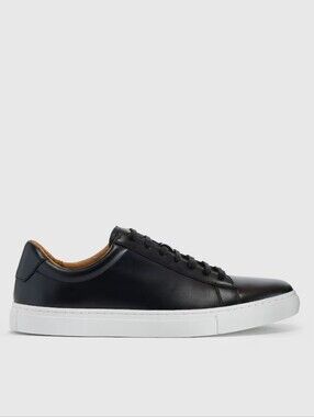 Quince Mens Italian Leather Everyday Sneaker - black